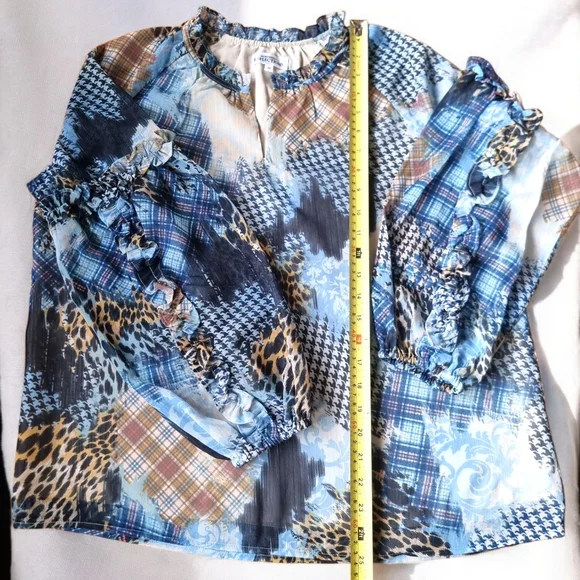 Northern Reflections Women's Multi-Patterned Boho Ruffled Flowy Top - Picture 11 of 11